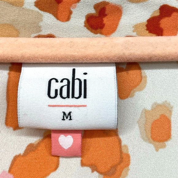 CAbi Shirt Womens Medium Orange Go To Blouse Animal Print Button Preppy Classic - Picture 5 of 13